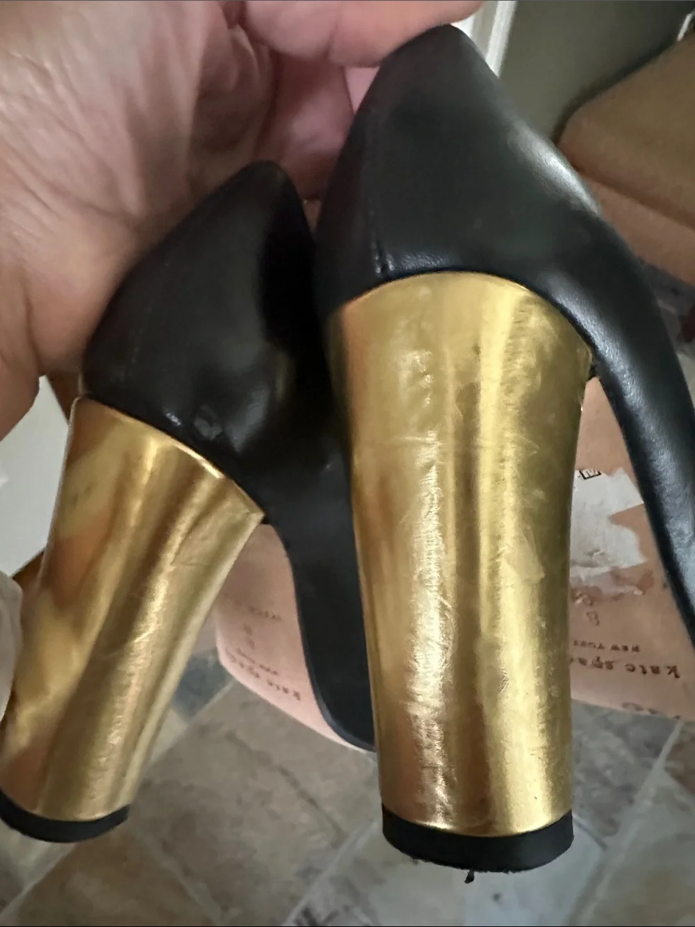 kate spade Black Leather Classic Round-Toe Heels